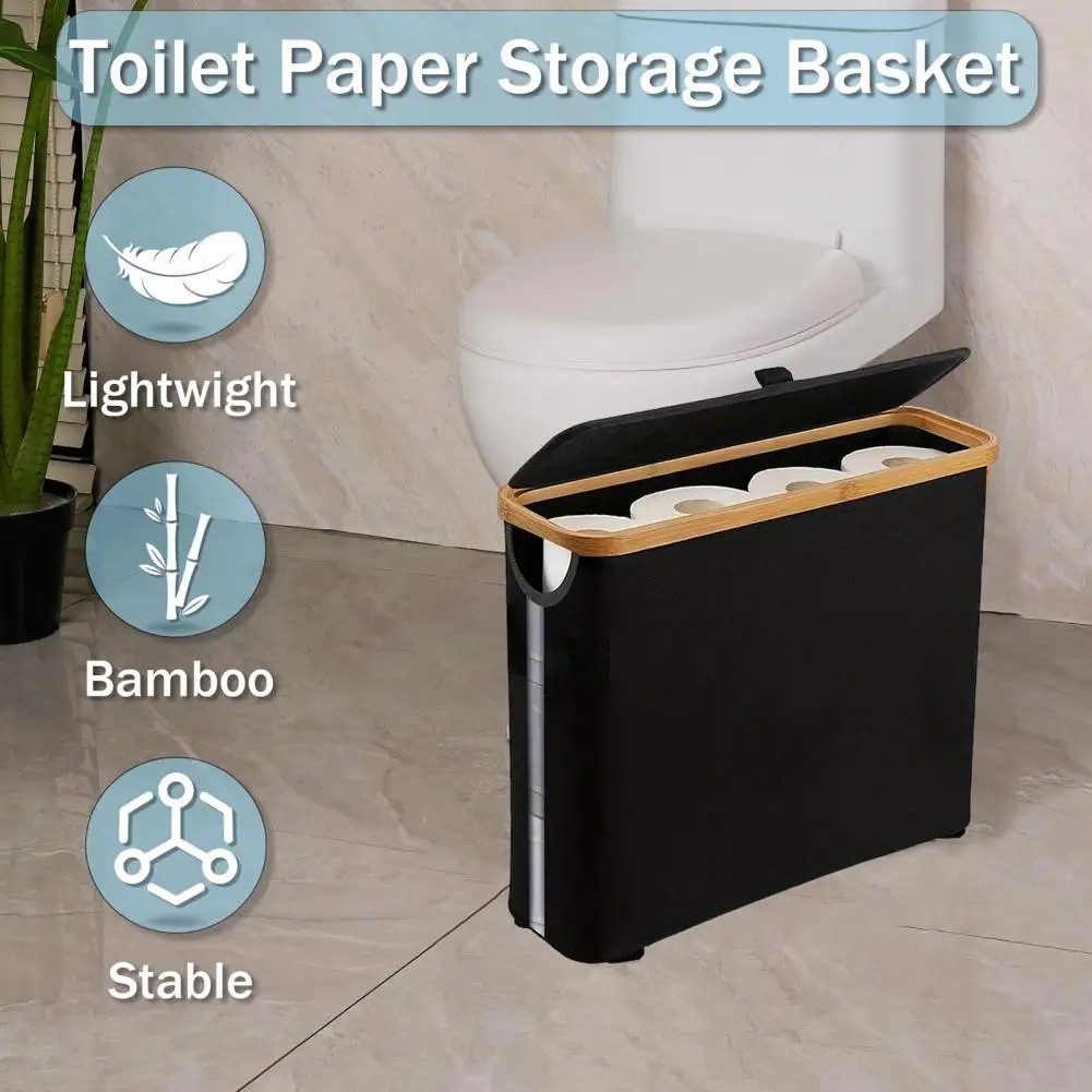 Toilet Paper Storage Basket With Lid Large Capacity Collapsible Design Toilet Paper Bin Holder Dispenser Storage Organizer 휴지 상자