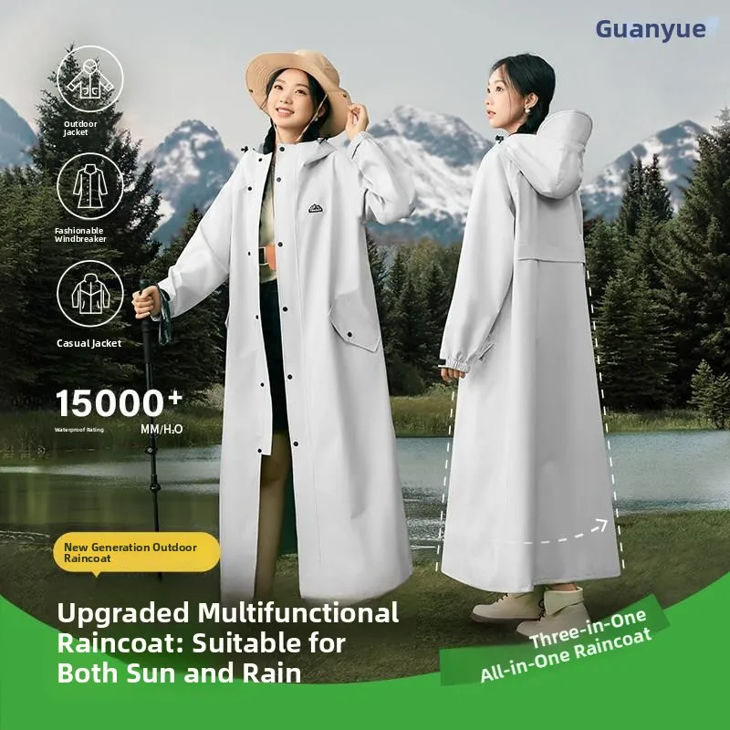 

Women's Long Version Vehicle Raincoat Full Body Waterproof Adult Outerwear Cycling Person-Car Separation Rain Poncho