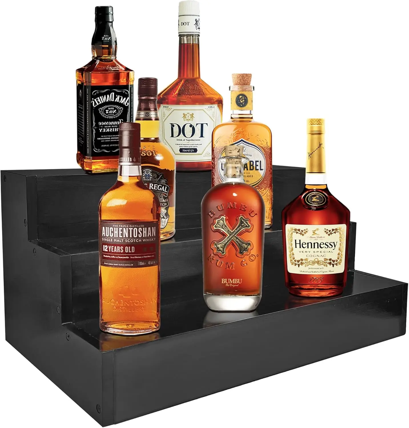 

Трехуровневая деревянная подставка для бутылок с алкоголем, винтажный барный стеллаж для домашнего декора, черный