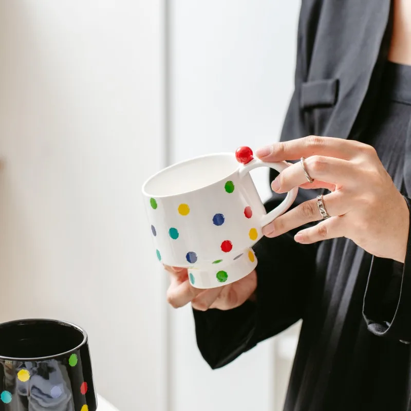 Kreative Farbe Polka Dot Becher Kreative Kaffeetasse Paar Hochwertige Keramik Tasse Halten Haushalt Trinkbecher Kaffeetasse