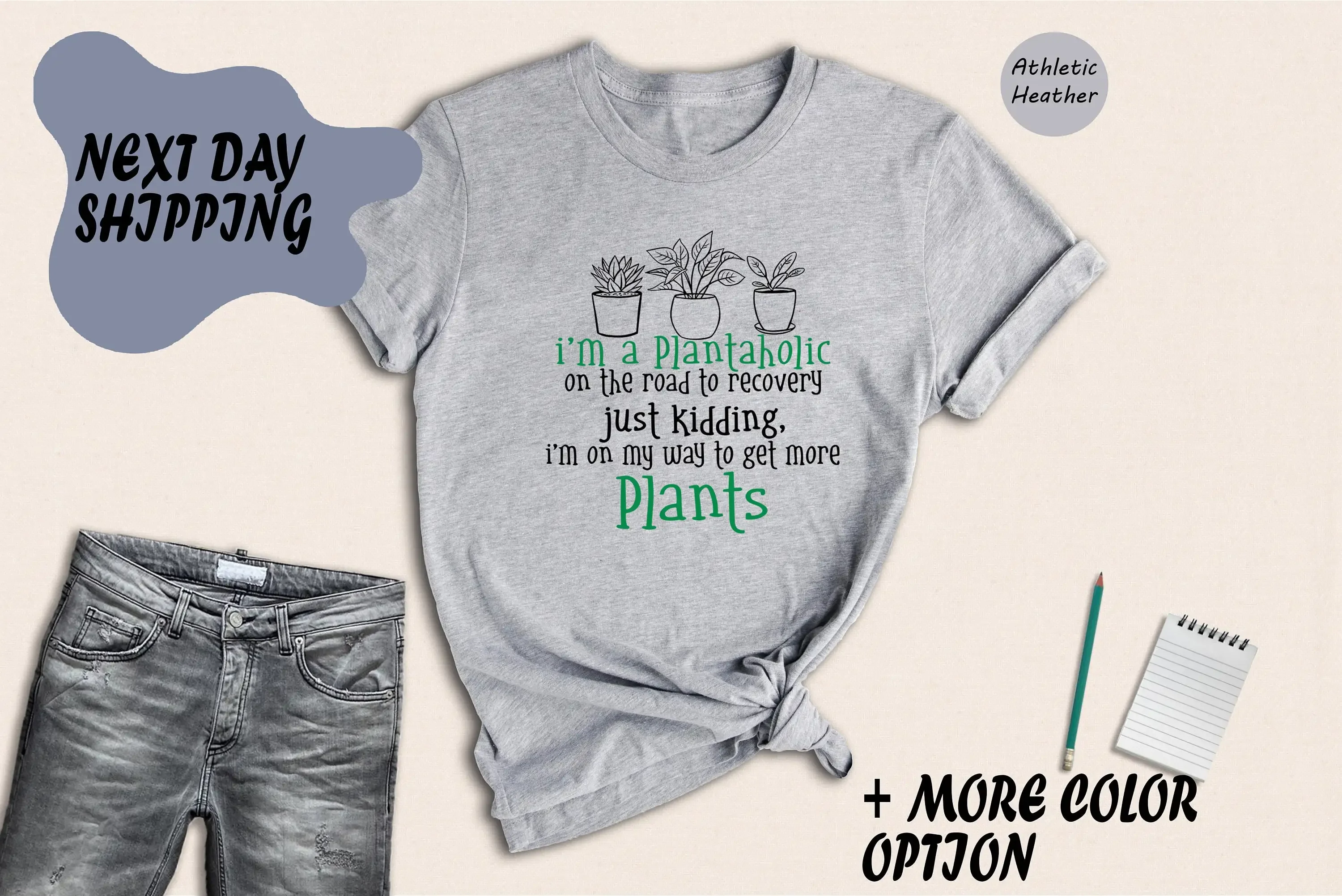 Plantaholic T Shirt Plant Lover Love Funny Gardener Cute Vegan House Plants Botanical