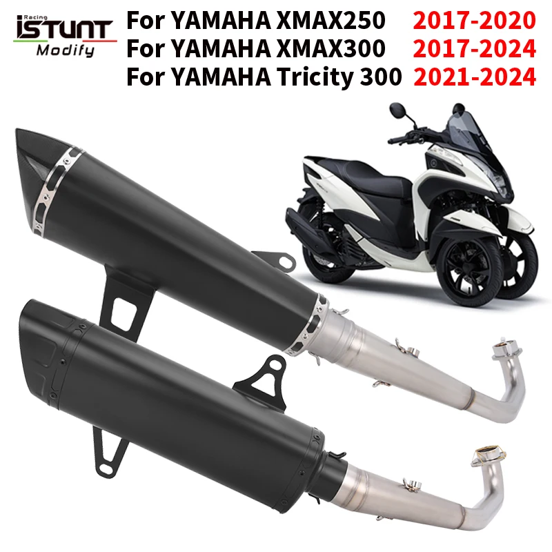 Slip On For YAMAHA XMAX250 XMAX300 XMAX 250 300 Tricity 300 2017 - 2024  Motorcycle Escape Moto Full Exhaust System Muffler