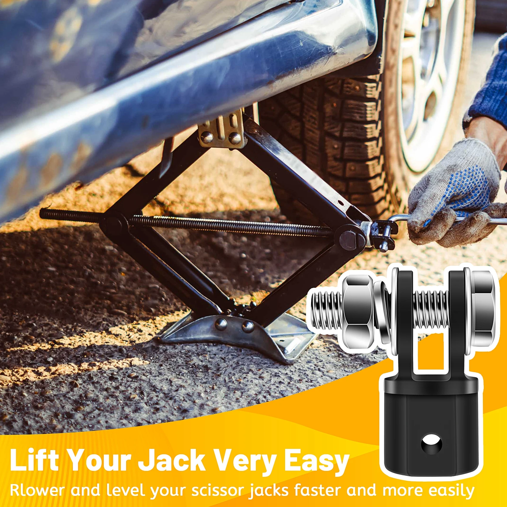 Scissor Jack Adaptor 1/2 Inch for Use with 1/2 Inch Drive or Impact Wrench Tools IJA001