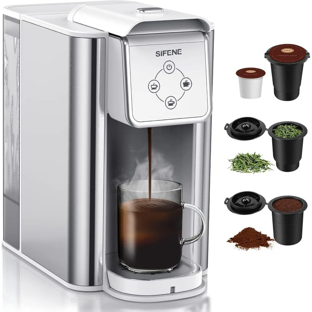 3-in-1 Capsule Coffee Machine - Single Serve Brewer for Coffee Pods, Ground Coffee, & Loose Tea, 6-12oz Brew Sizes