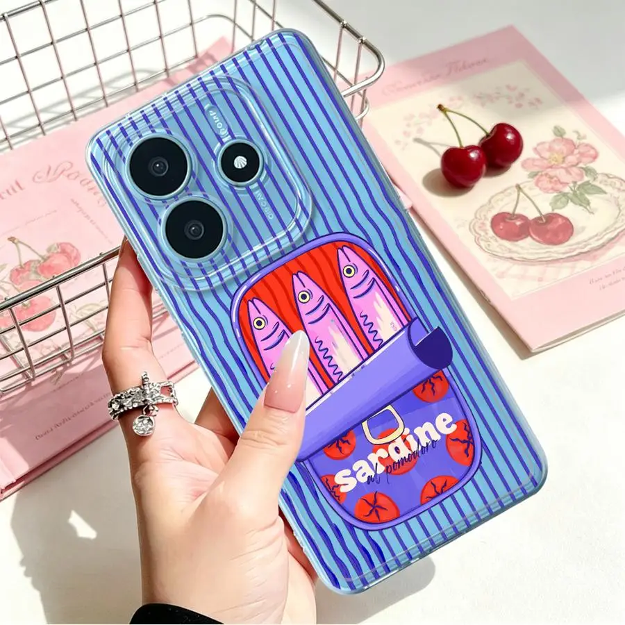 Soft Phone Cover Case for Xiaomi Redmi Note 15 Pro 9 10 Note 13 Note14 10S 13C Note11 11S 12S 12 A4 A7 14C Sardine Can Print