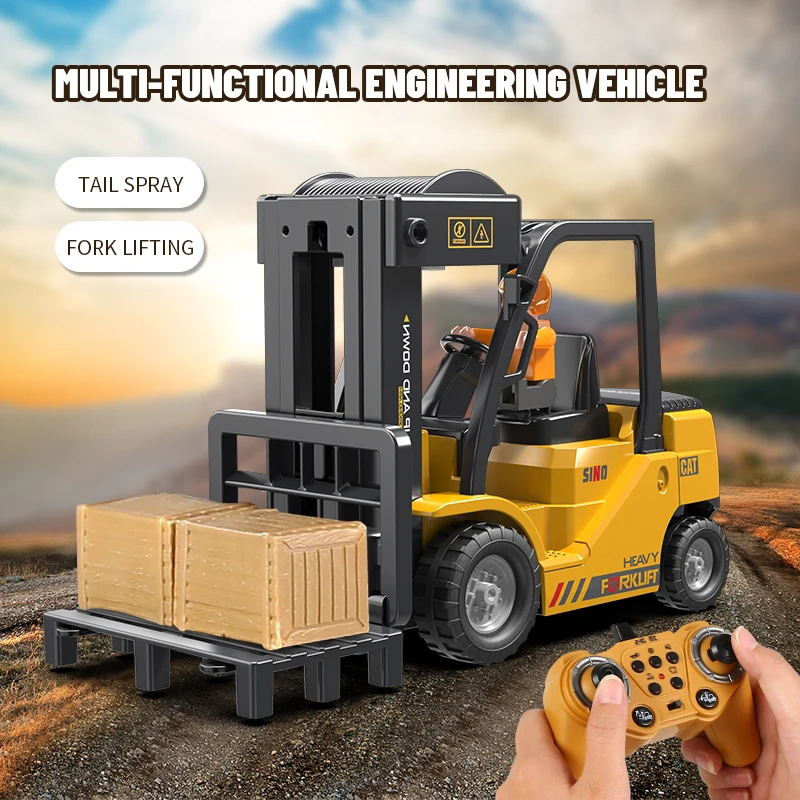 1:24 Scale Remote Control Engineering Truck with Spray, Lights & Music - Construction Vehicle Toy Set  gift(Battery Included)