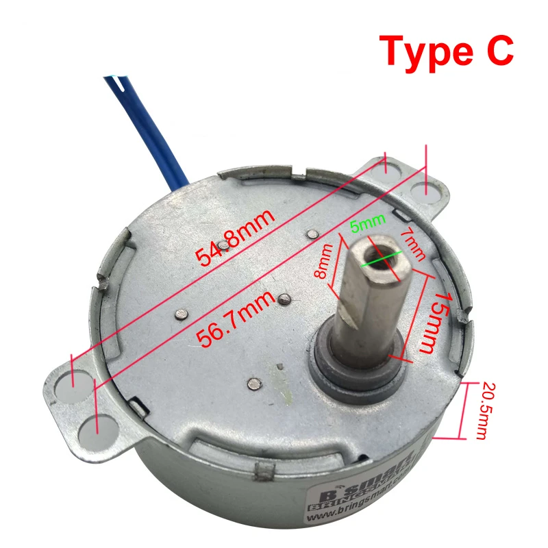 TYC-50 AC 220V 4W a bassa velocità 0.9Rpm-70Rpm palo artiglio motore sincrono a magnete permanente CW CCW ventola elettrica testa di agitazione