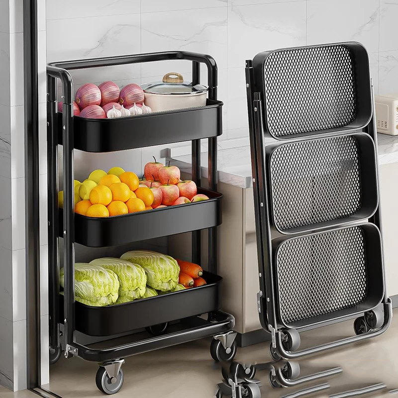 

Trolley Wheels Portable Kitchen Storage Folding Furniture Cart Organizer Things Removable Auxiliary Storages Arredo Casa Shelf