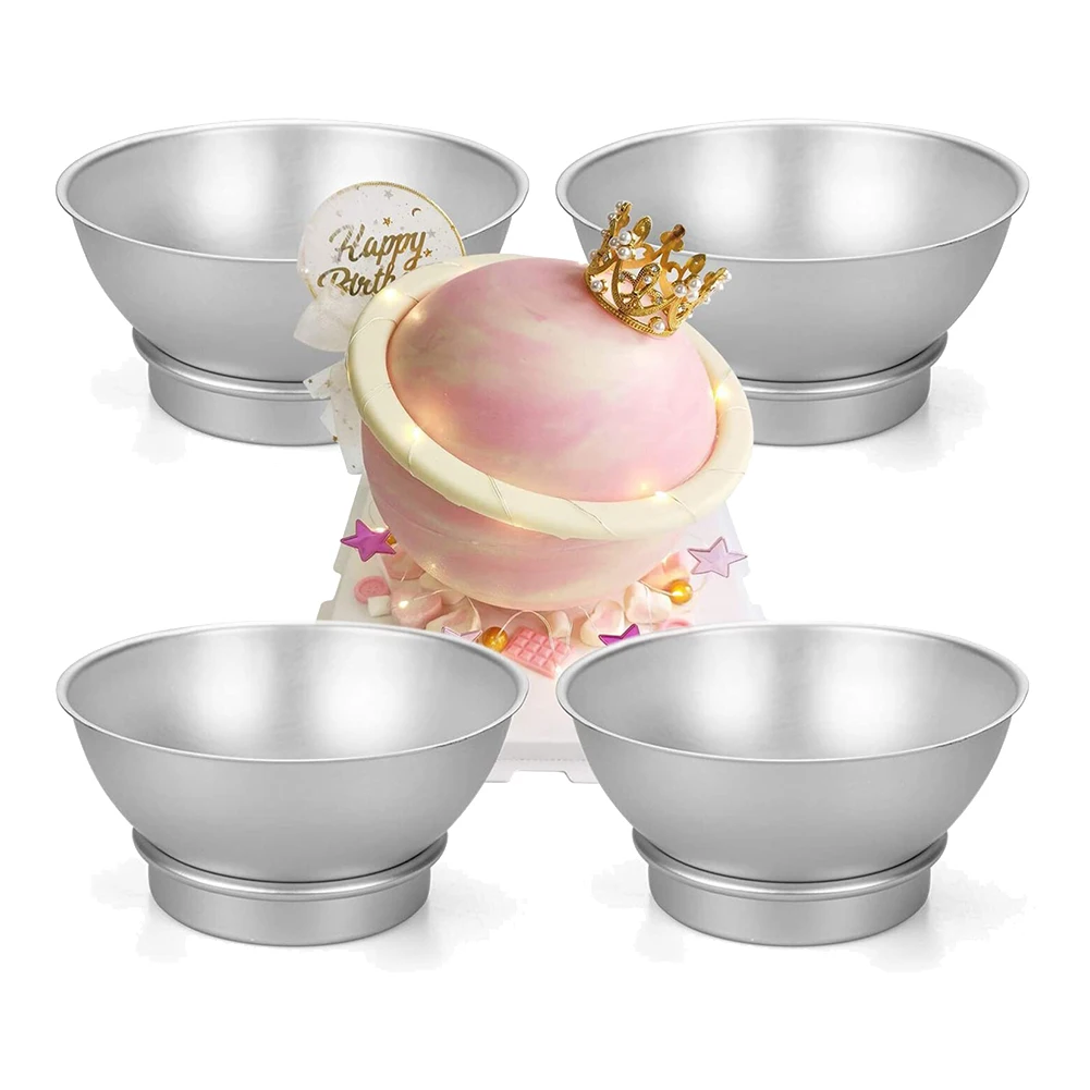 4Pcs/Set Round 3D Ball Shaped Cake Tin Aluminum Cake Pan Decorating Pastry Tools Cake Mold