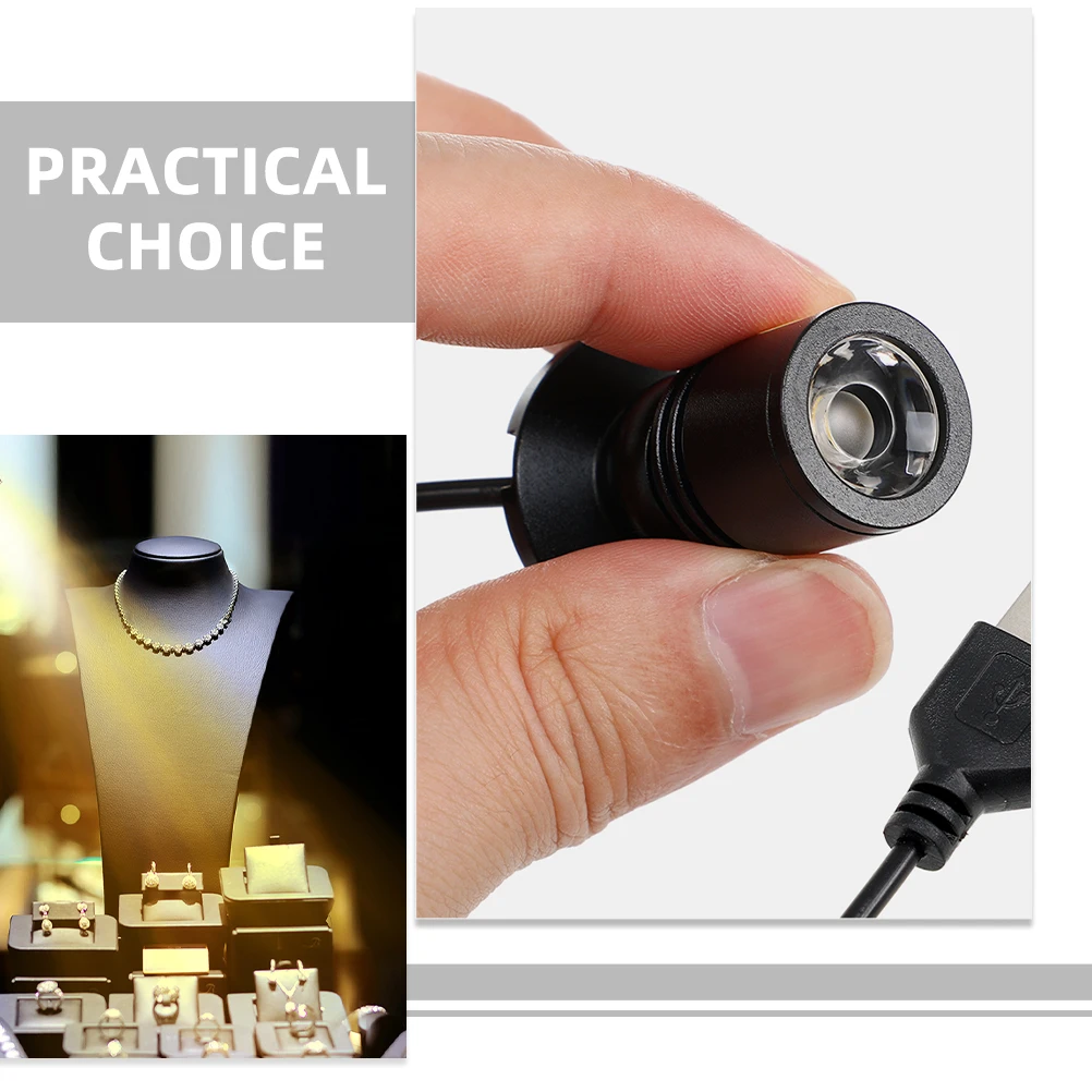 

2Pcs USB Spotlight LED Small Lights Warm White 1W Jewelry Display Cabinet Light Portable Home Restaurant CoffeeShop