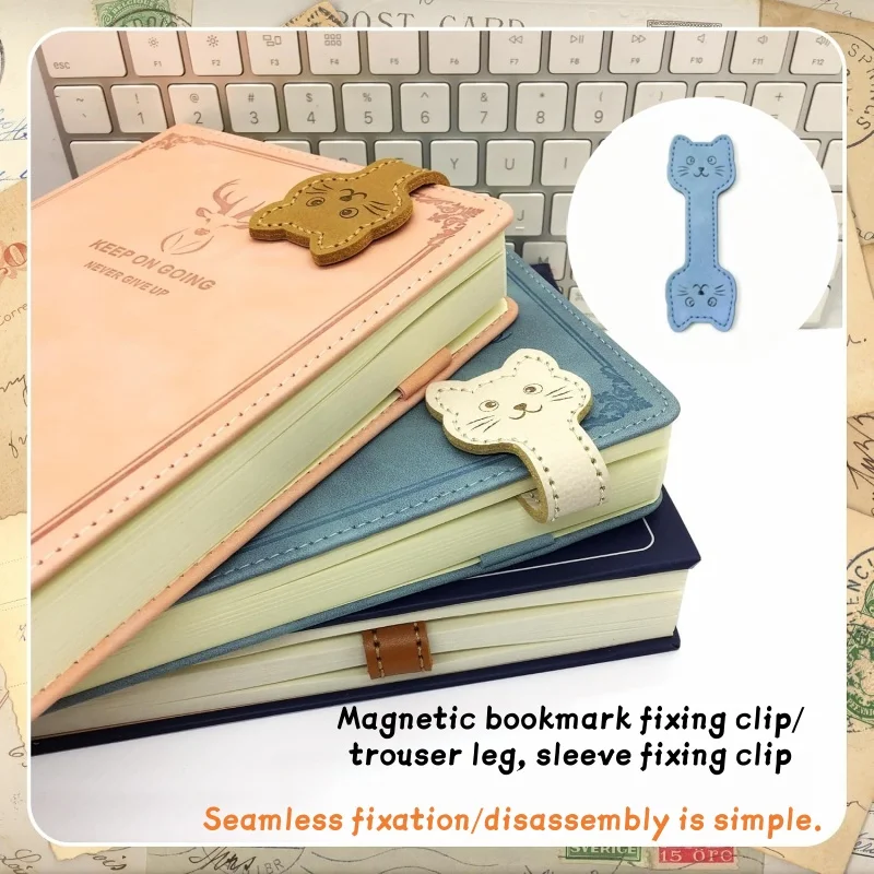 Magnetic bookmark fixing clip cat face shape pagination device trouser leg sleeve fixer sewing-free multifunctional cuff links