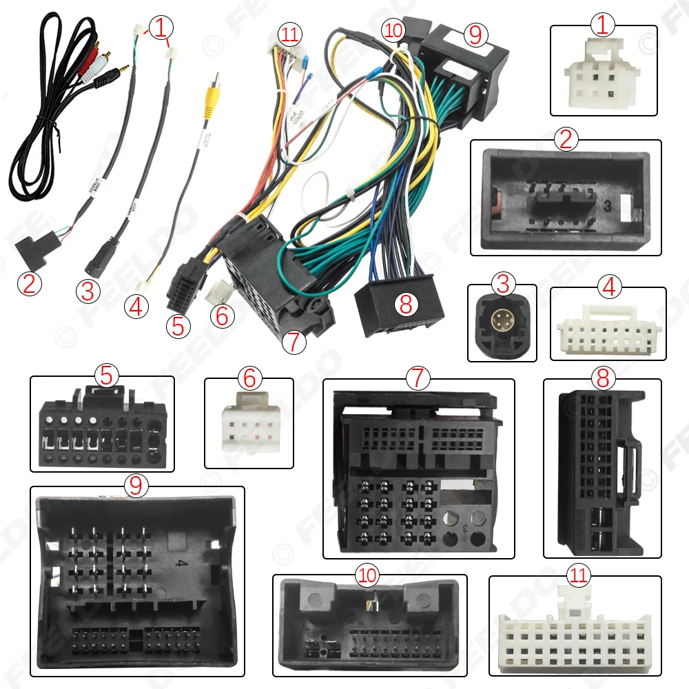 For Audi Q5 A4L A1 11-15 Models 16pin Car Audio Wiring Harness LVDS Stereo Installation Wire Adapter