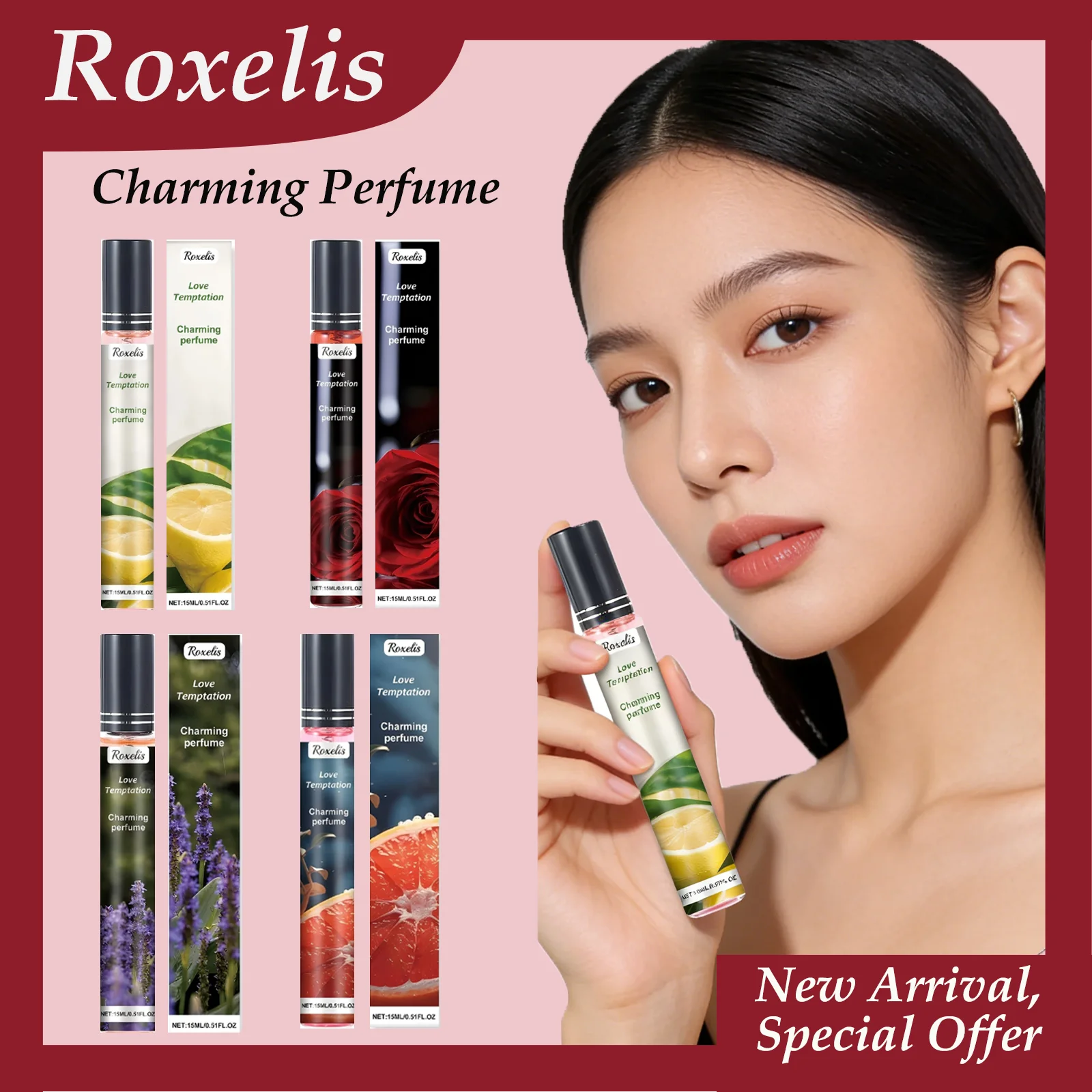 

Roxelis 60ml Charming Perfume Series Dating Pheromone Long Lasting Scent Attract Freshing Body Hair Romantic Flirting Perfume