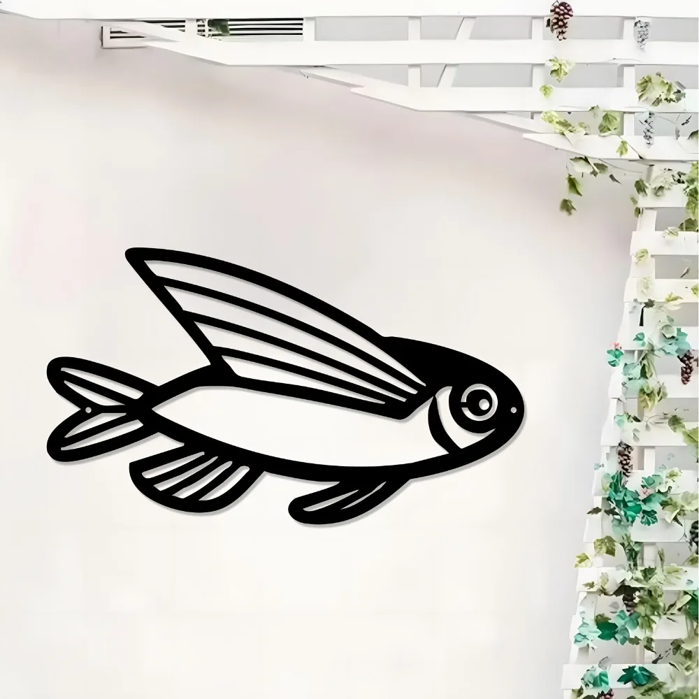 1pc Ocean Sea Life Metal Wall Art - Rustproof Iron Fish Sculpture for Bathroom Garden Fence Decor, Nautical Marine Gift