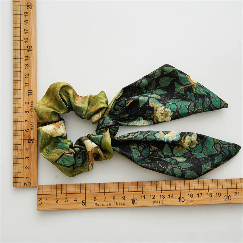 Women\'s Hair Accessories Girl Lady Elastic Headband Scrunchies With Ribbon Floral Design Trend Bandana Band Headbands Fashion