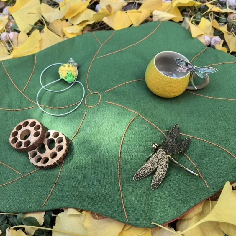 Handmade lotus leaf tea mat tea mat, storage mat, thermal insulation mat pot mat new model, Chinese style special