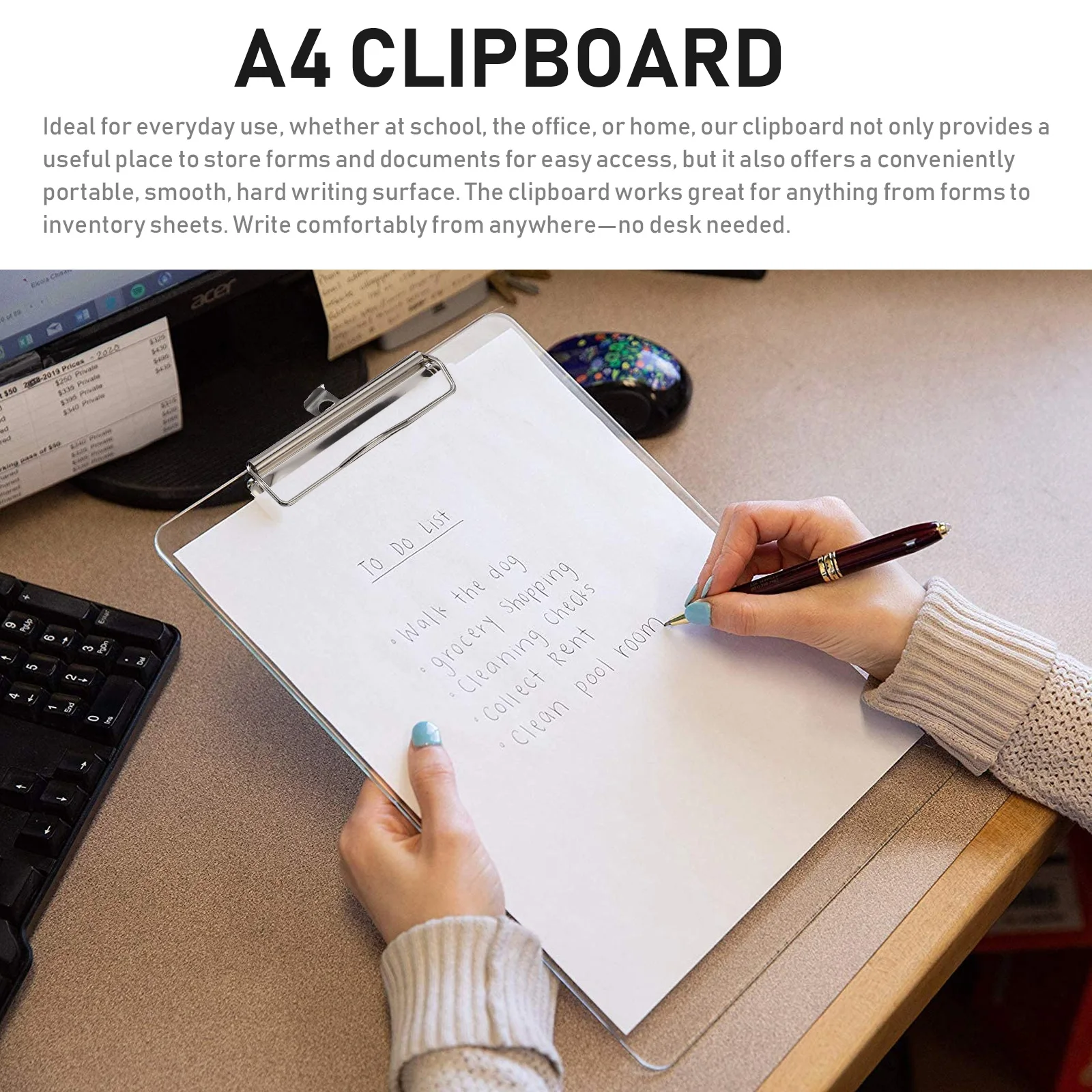 

2 Pcs Folder Pad Paper Boards A4 Clip Writing File Holder Hardware Tablets Drawing Document