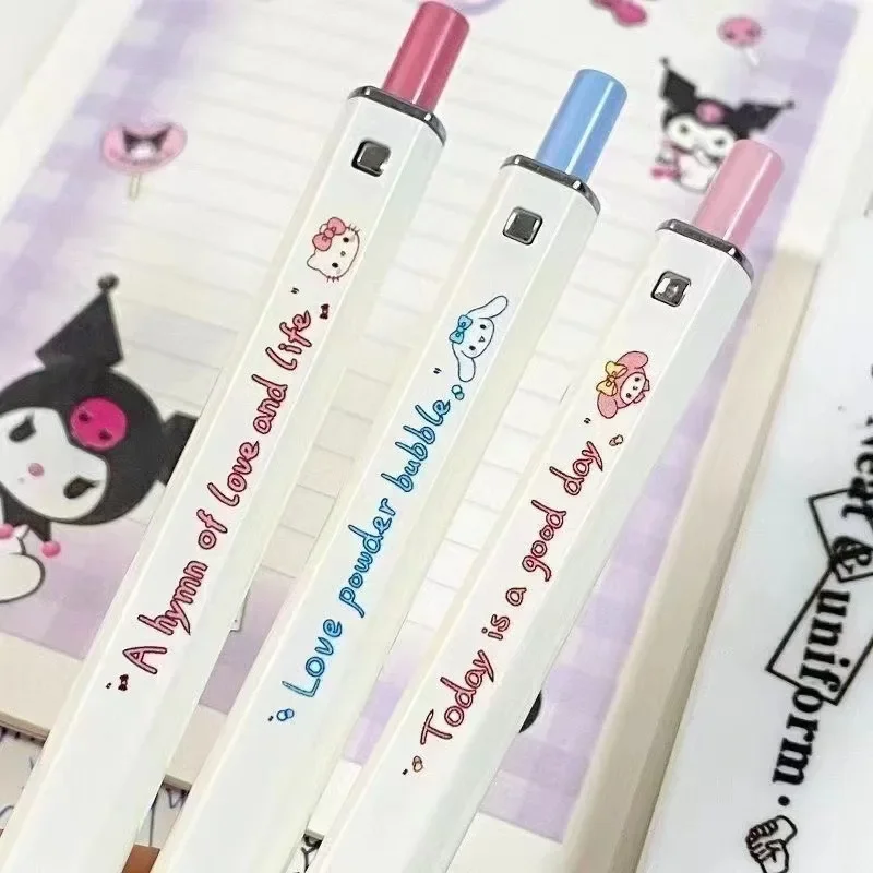 Sanrio Kawaii Cinnamoroll Push Gel Pen 0.5mm Black Ink Gel Pen Ballpoint Pen Caryoon Ballpoint Pens Cute Korean School Supplies