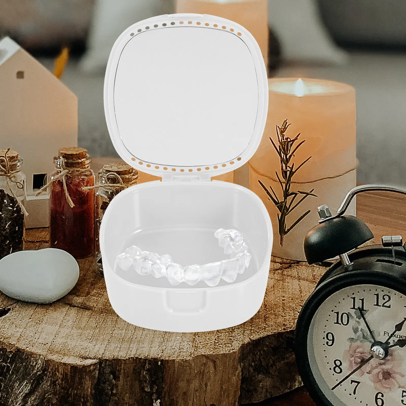 

Контейнер для зубных протезов: портативный, компактный, с вентиляцией, удобный для путешествий, для использования в помещении и на улице