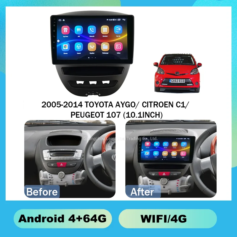 

2005-2014 TOYOTA AYGO/ PEUGEOT 107 9INCH Capacitive 1+16G Car Dvd Player Other Auto Electronics Lcd Lvds Capacitive Touchscreen