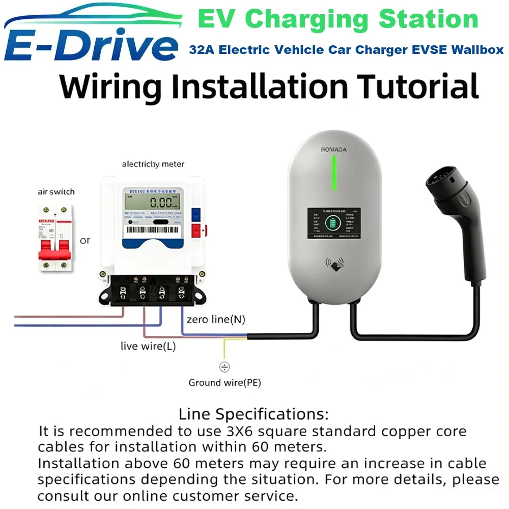 

Bluetoo APP Control EV Charging Station 32A Electric Vehicle Car Charger EVSE Wallbox Wallmount 7KW Type2 Cable IEC62196