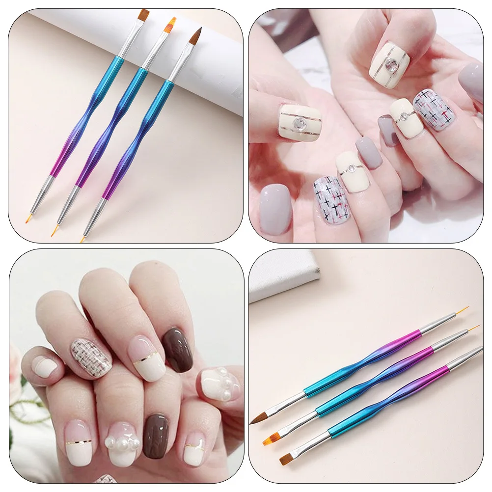 

3Pcs Nail Painting Pen Comfortable Grip Long Service Life DIY Accessory Nail Art Double-Headed Manicure Pen Manicure Supplies