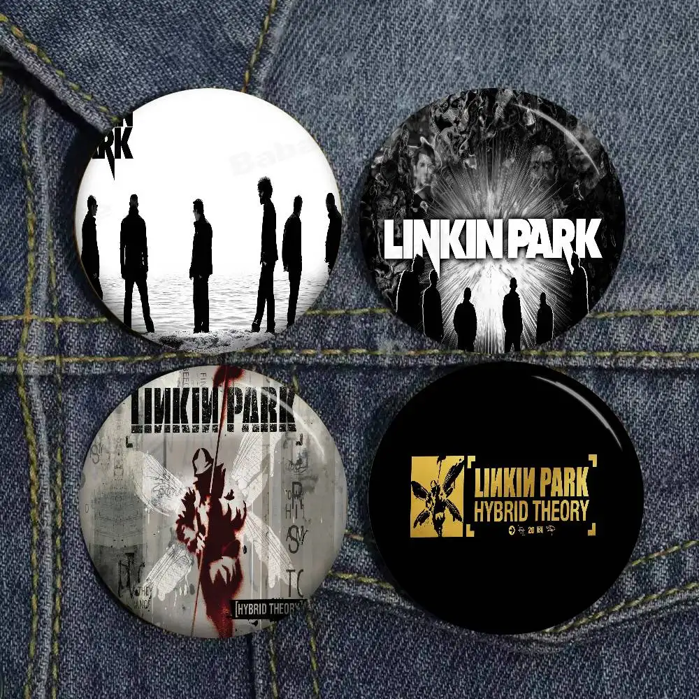 Band L-Linkin Cool P-park Creative Pins Funny Faces Round Snap-in Brooch Badge Backpack Hat Accessories Jewelry Gifts