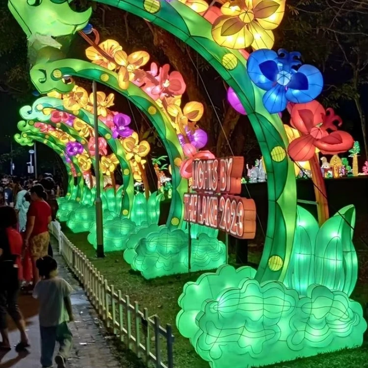Colorful Lotus & Peony Flower Lanterns for Cultural Tourism Projects