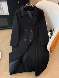 150Kg Plus Size Women's Bust 156 Winter Thick Loose Suit Collar Trench Coat Long Windbreaker Black 5XL 6XL 7XL 8XL 9XL