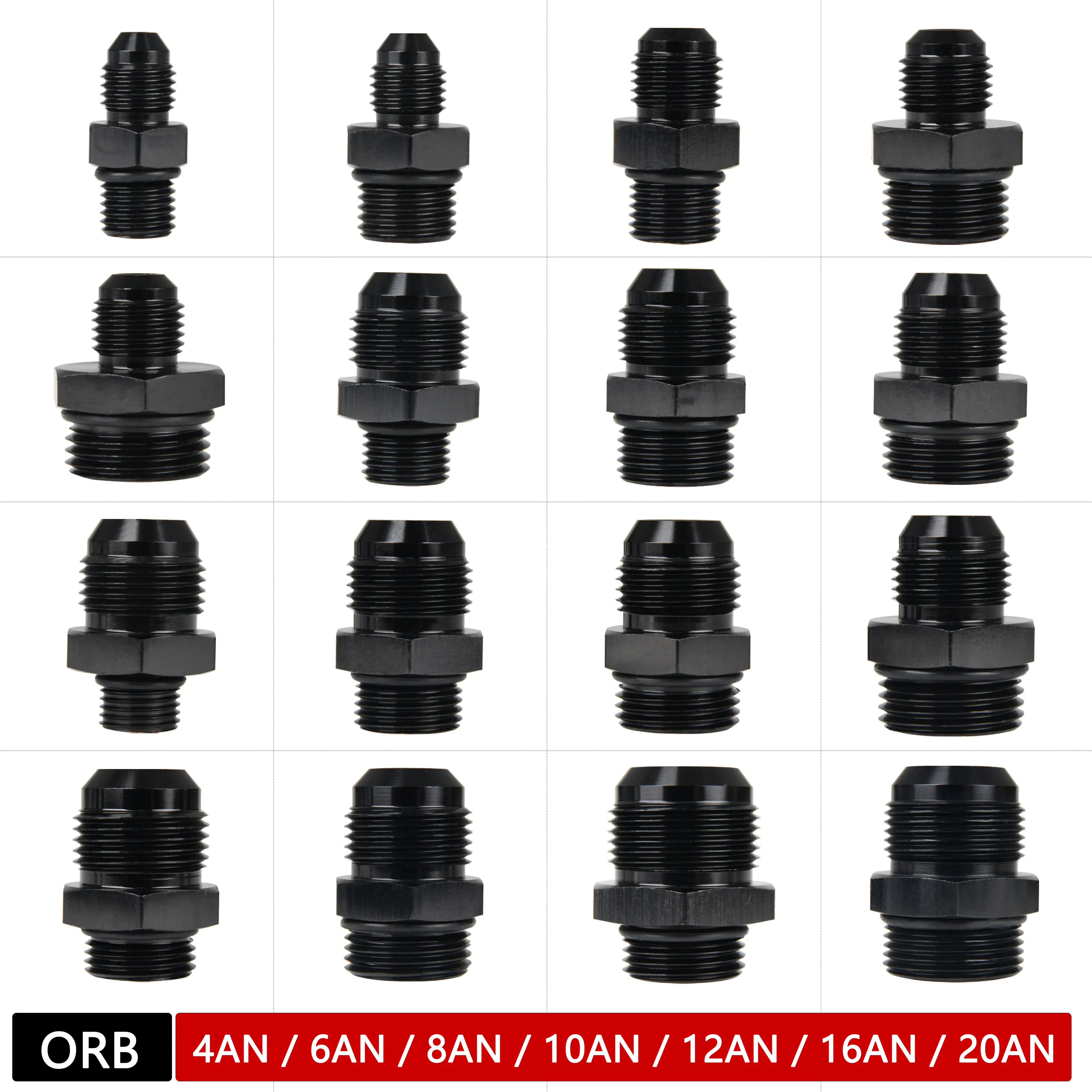 AN4 AN6 AN8 AN10 Male to Male ORB O-Ring Fitting AN12 AN16 AN20 Reducer Adaptor Straight Connector Union Oil Cooler Fuel