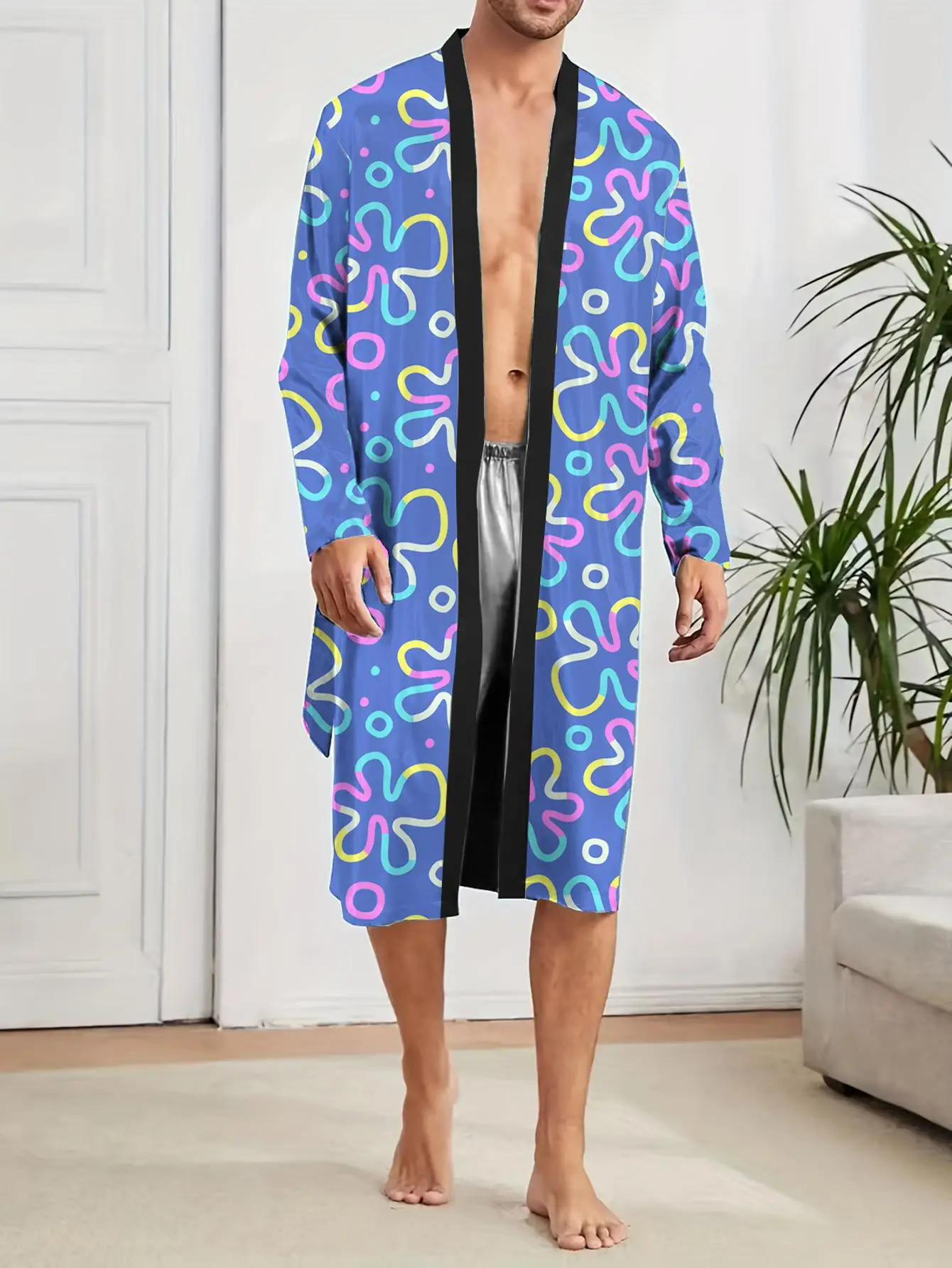 1pcs Men's Robes 2026 Spring/Summer Robe man 3D Printed robe Graphic Robes Sleepwear Breathable sleepwear