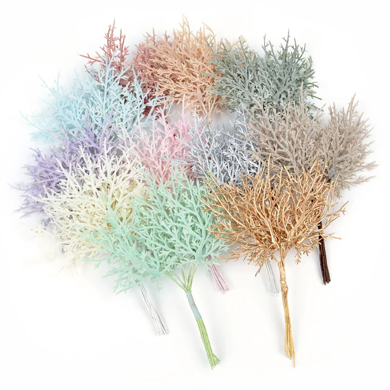 

10Pcs/bundle Artificial Plants Cheap Festival Leaves Vases for Home Decor Wedding Bridal Accessories Diy Gifts Candy Box Plastic
