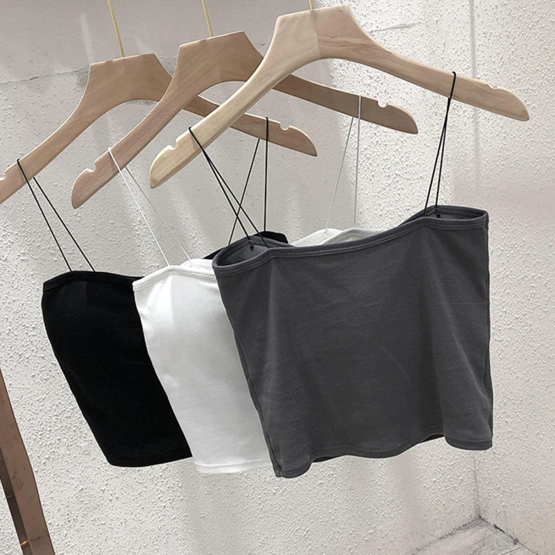 

Summer Vest Tops With Breast Pads Sexy Bras Spaghetti Strap Vest Camisole Wirefree Brassiere Seamless Underwear Top Tank Top