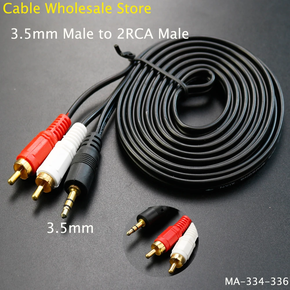 

3.5mm Male Jack To AV 2 RCA audio Video cable Y Splitter cable for PC DVD Computer TV Recorder Speakers