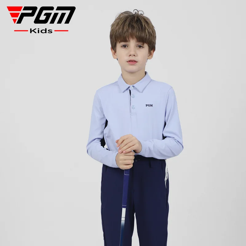 Pgm Kinder Golf Langarm T-Shirt Golf bekleidung für Kinder Jungen Hemden weiches Revers Design Mode Freizeit sport Top yf542