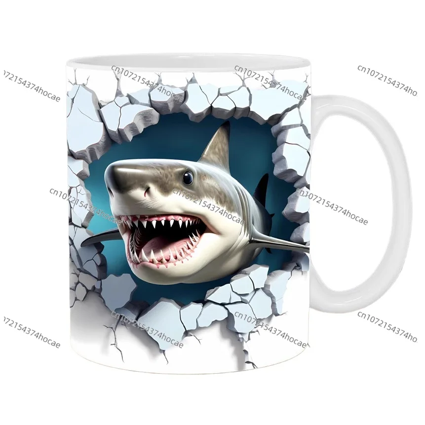 3D Ocean Shark Ceramic Coffee Mark Cup Tea Cup Fish New Gift Hole Ocean