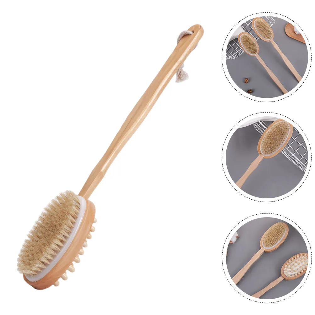 فرشاة حمام بمقبض طويل، أداة تنظيف الجسم الخشبية لتقشير الجلد، أداة تنظيف الدش، أداة خدش الظهر #6