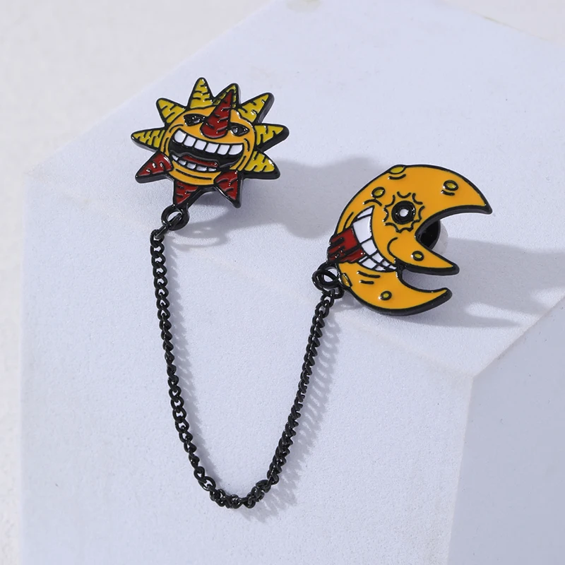 Cartoon Sun Moon badges Halloween series pins cos role play animation badge accessories wholesale gift to friends