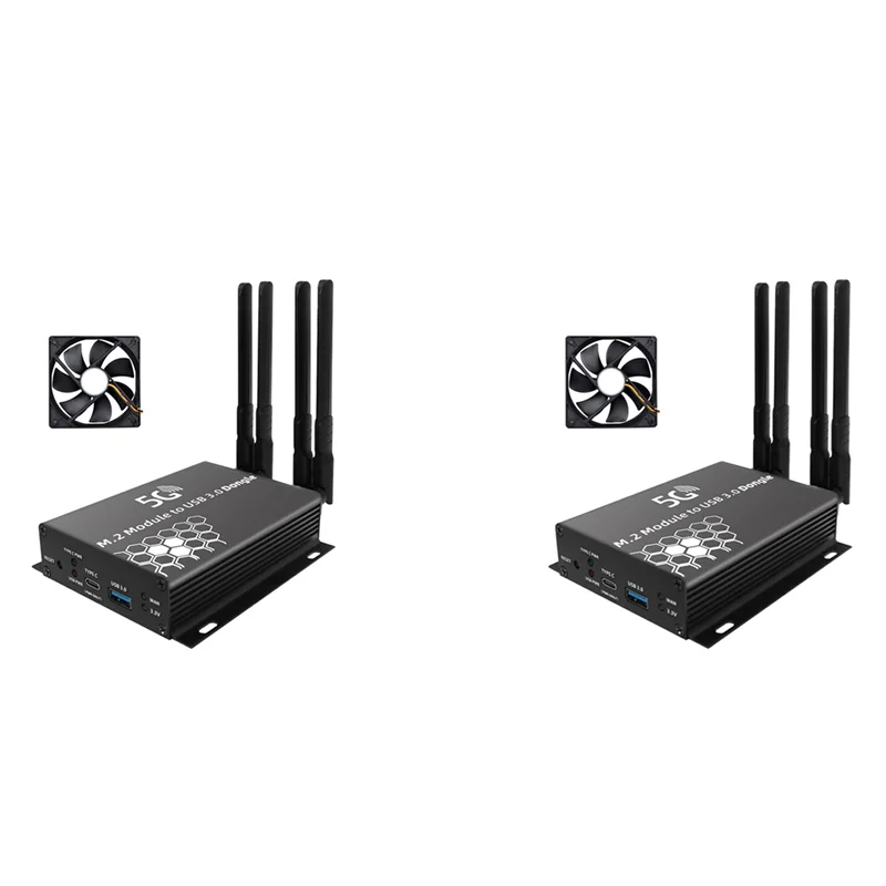 

2025 New-2X M.2 NGFF 4G/5G Module To USB 3.0 Adapter M2 Wifi Card Converter Riser Board With Antenna Cooler Fan SIM Card Slot