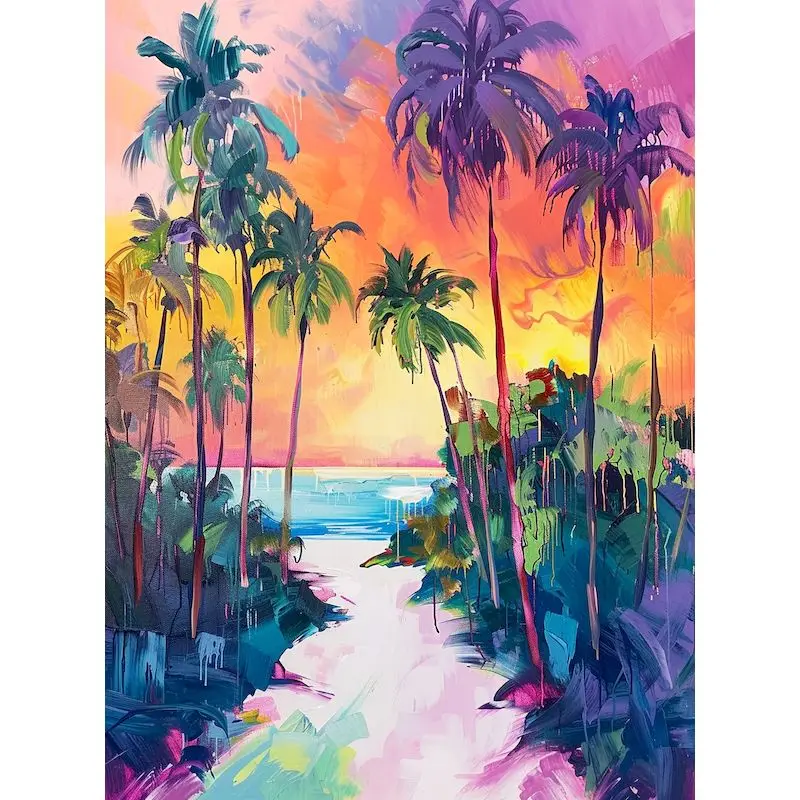 

GATYZTORY Modern Painting By Numbers For Adults Coconut Tree Calligraphy Painting on Canvas Picture Acrylic Paint By Number DIY