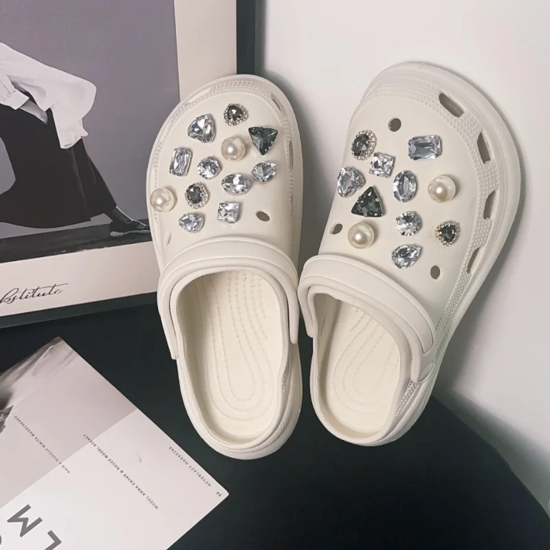 24-teiliges Sommer-Mode-Schuhcharms-Set, Zubehör für Clogs, Schuhschnallen, DIY Vintage-Edelsteine, Perlen, Diamanten, DIY 3D-Schuhdekorationen – Detail 6