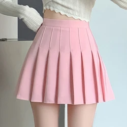 Pleated Tennis Skirt Pink High Waist Box Pleat Mini Skirt Women Miniskirt Teen-Girl Spring Summer Schoolgirl Preppy Outfit