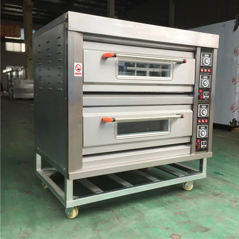 For 2 Layers 4 plates  Oven Electric Gas Multilayer Commercial  Household Bakery Toaster Pizza Timing Baking Kitchen Appliances