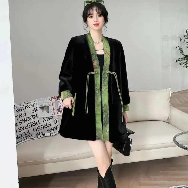Fur Coat Thickened and Fashionable Cold Resistant Mink Fur Coat New Imitation Mink Fur Coat for Women New Chinese Style