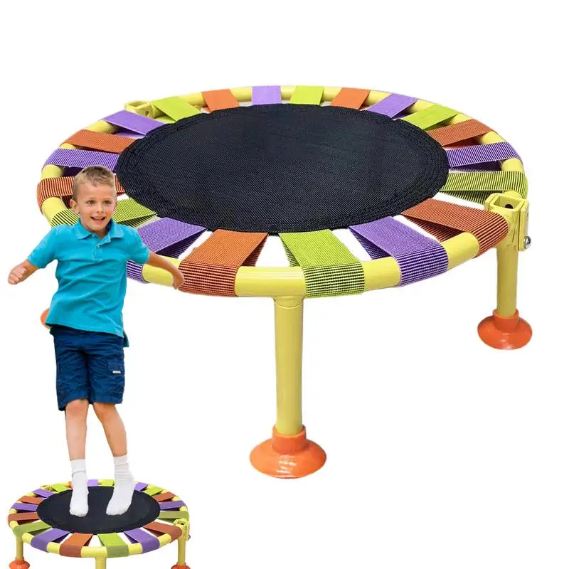 Mini Trampoline Folding Trampoline with Rubber Foot Pads Round Trampoline Jumping Bed for Birthday Gifts Fitness Workout Yard