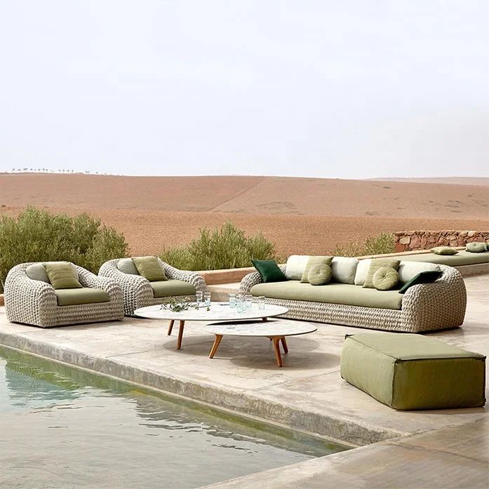 

for Cafe Leisure Cute Unique Design Villa Luxury Outdoor Sofa Patio Rope Aluminum Frame Leisure Garden Furniture Set Garden