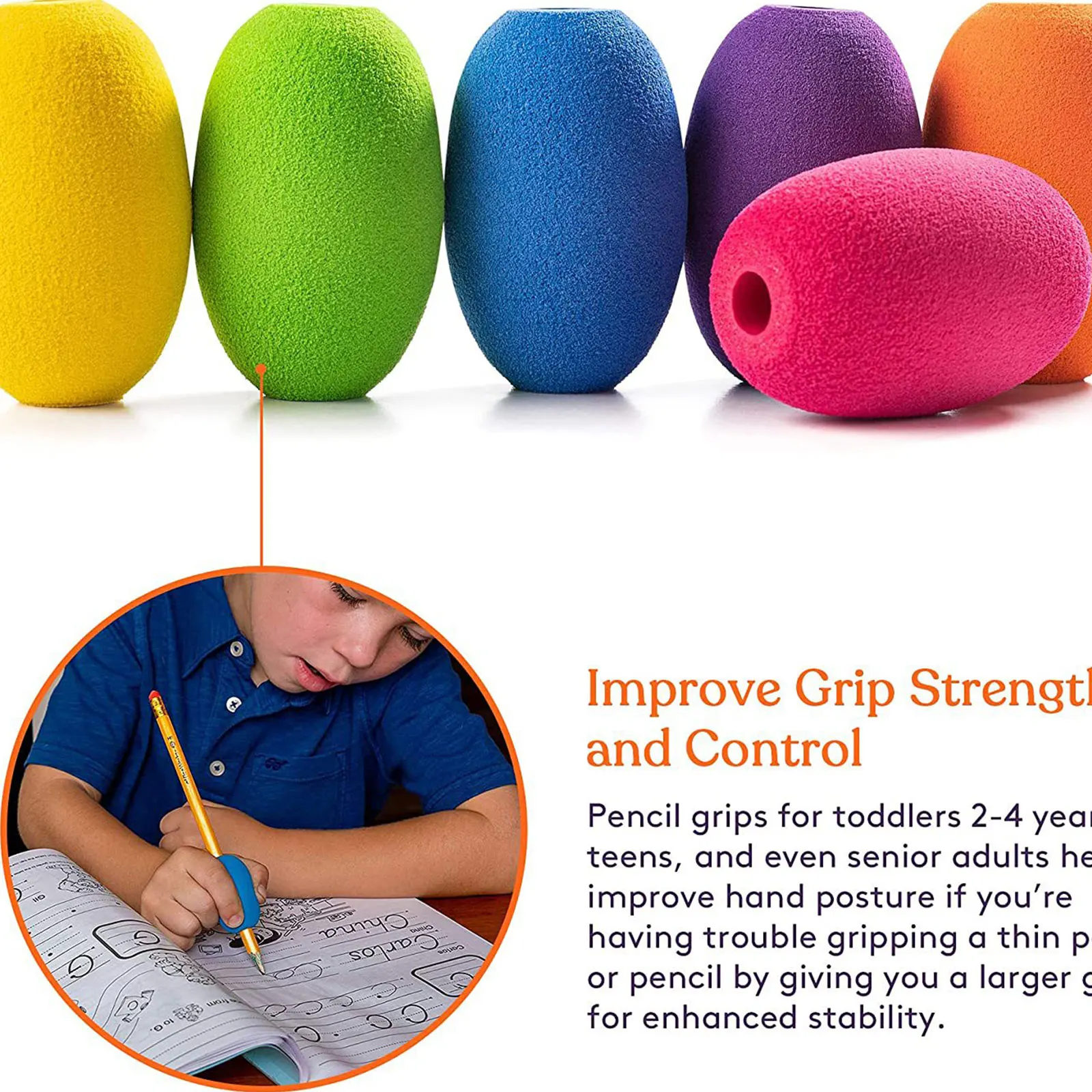 6Pcs Small Sponge Pencil Grips Writing Posture Correction Tool Ergonomic Training Writing Aids for Preschooler Students Children