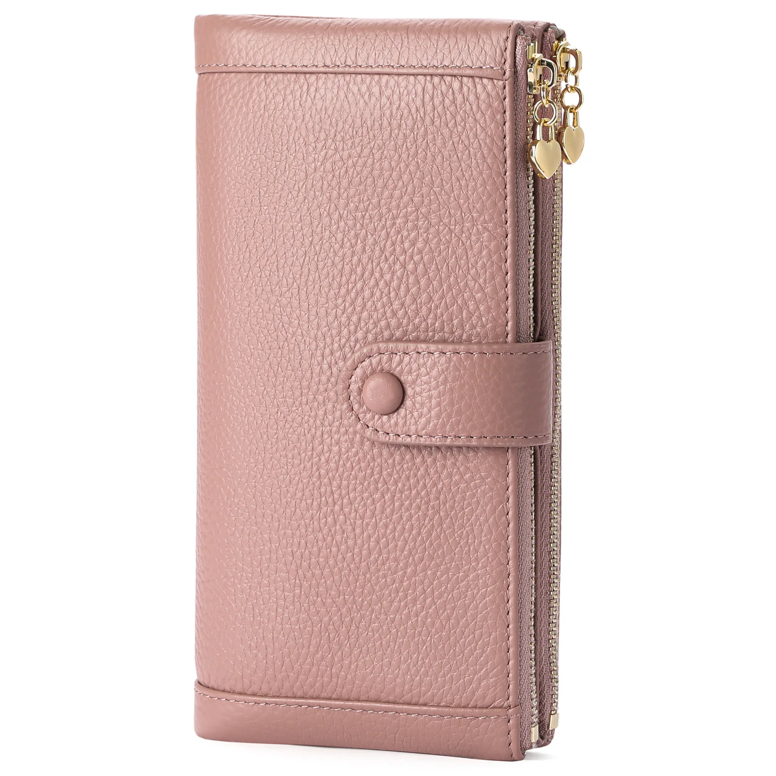 

Genuine Leahter Women's Long Wallet Soft Cowhide Leather Dual Zipper Womens Phone Wallets Credit Card Holder Purse for Ladies