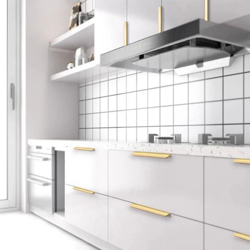 Cabinet Door Invisible Handle Wardrobe Modern Simple Black Gold Cabinet Drawer Edge Sealing Door Handle Light Luxury No Punching