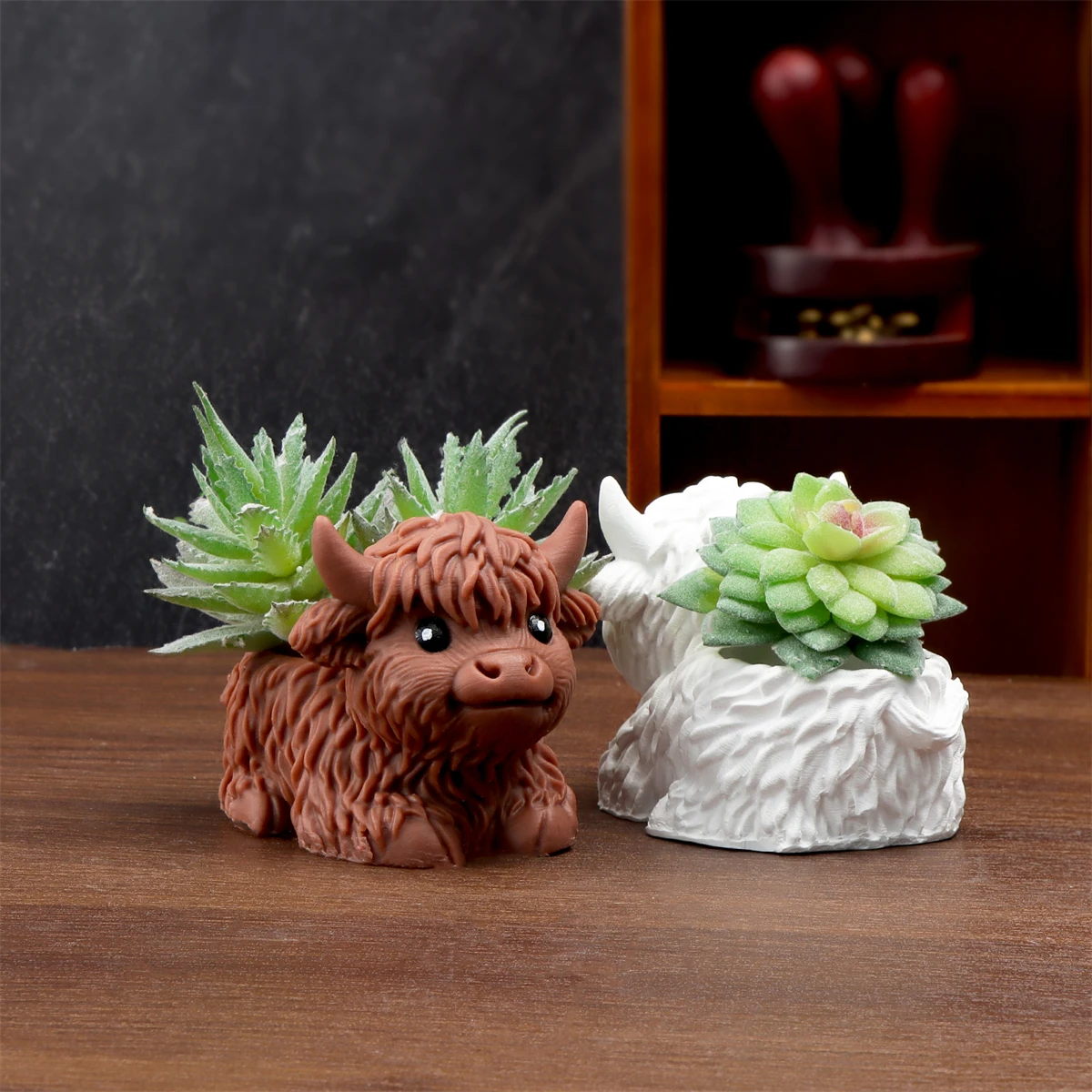 Highland Cow Planter Mold 3D Highland Cow Candlestick Mold für Sukkulenten-Topfpflanzen, duftende Kerzenherstellung, Heim-Tischdekoration
